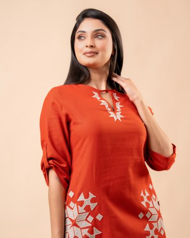 Geometric Applique Detail Short Dress