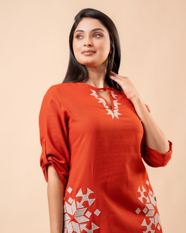 Geometric Applique Detail Short Dress