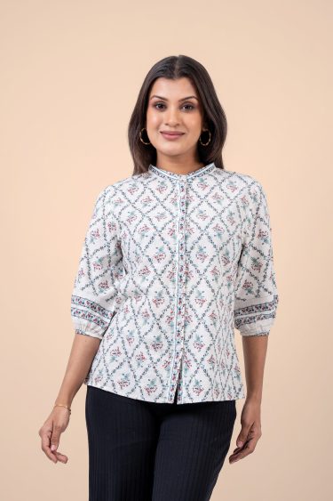 Floral Patterned Button-Down Blouse