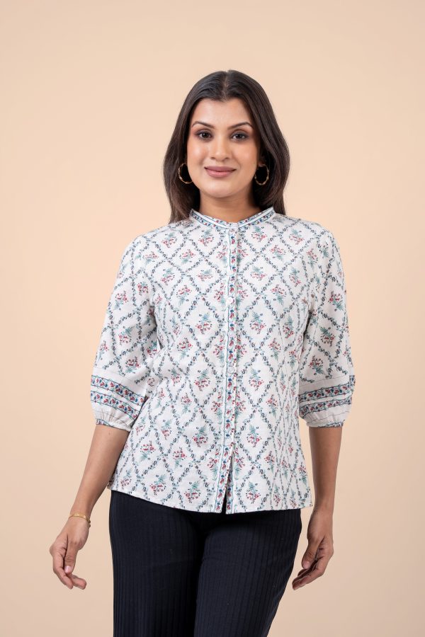 Floral Patterned Button-Down Blouse