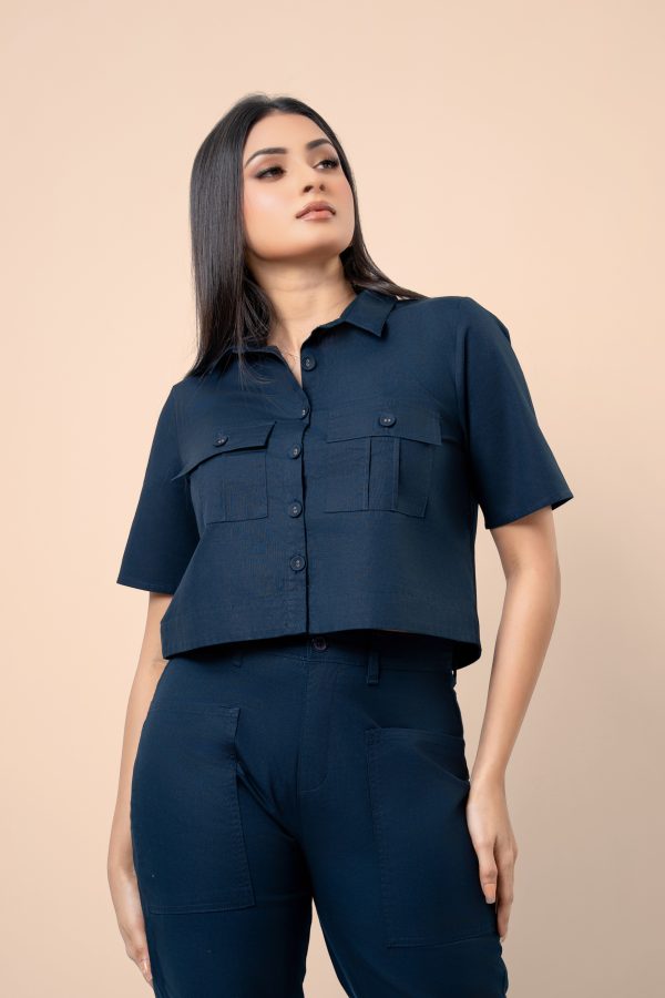 Button Down Cropped Blouse - Image 4