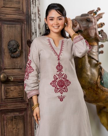 Embellishment Detail Embroidered Midi Dress
