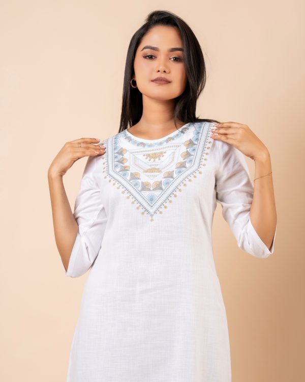 Embroidery A-Line Midi Dress - Image 3