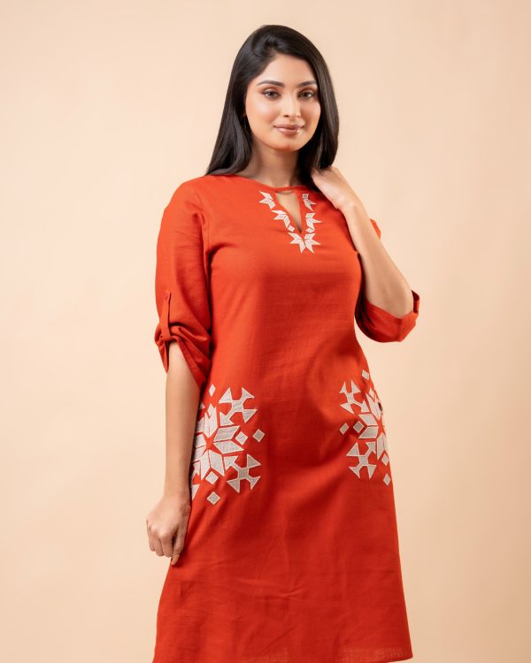 Geometric Applique Detail Short Dress - Image 2