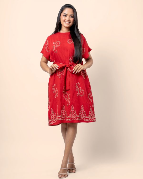 Embroidered Maggie Sleeve Short Dress - Image 2