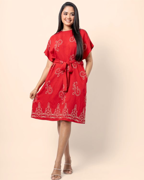 Embroidered Maggie Sleeve Short Dress - Image 5