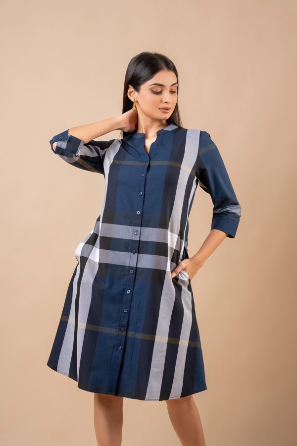 Plaid Patterned Short Shirt Dress - Image 2
