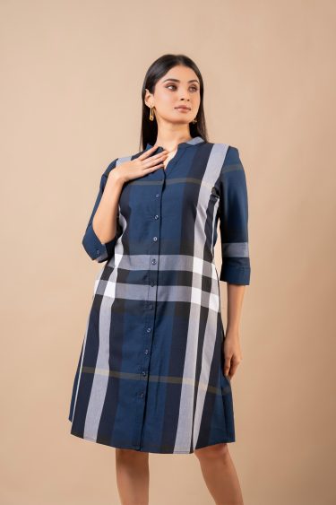 Plaid Patterned Short Shirt Dress