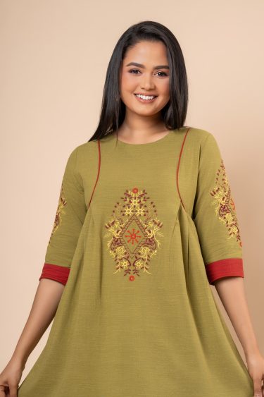 Colourblock Embroidered Maxi Dress