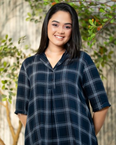 Plaid Patterned Loose Fit Lapel Collared Short Dress