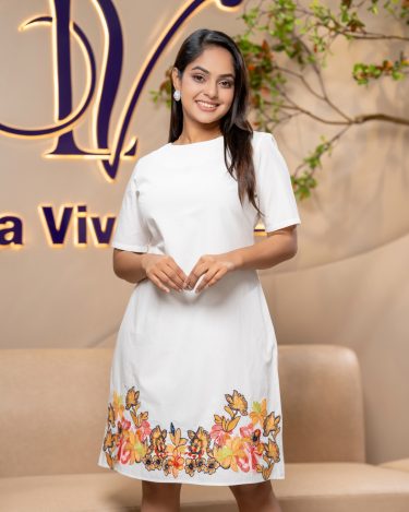 Floral Embroidery Detail Short Dress