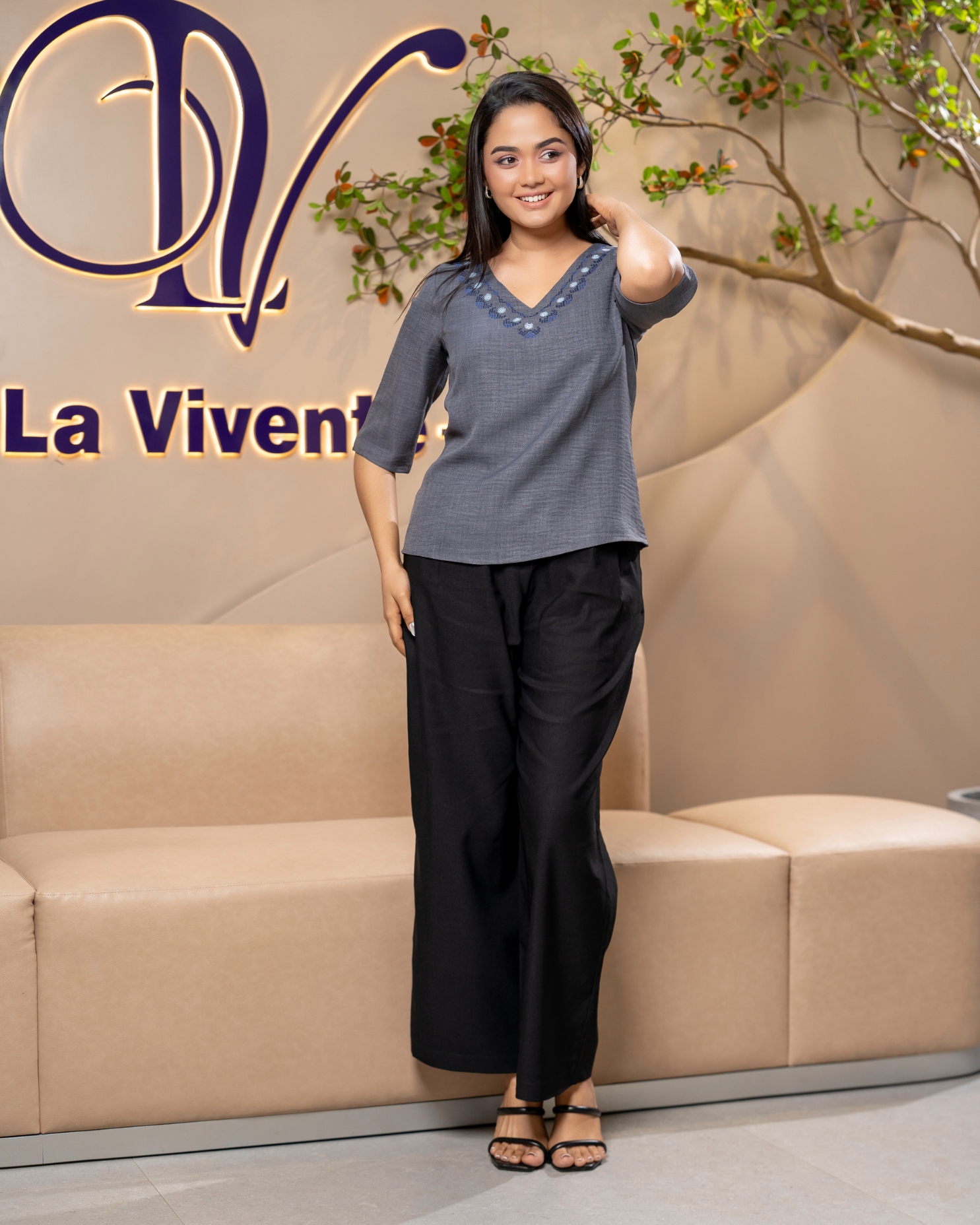 V-Neckline Embroidery Top - Image 5