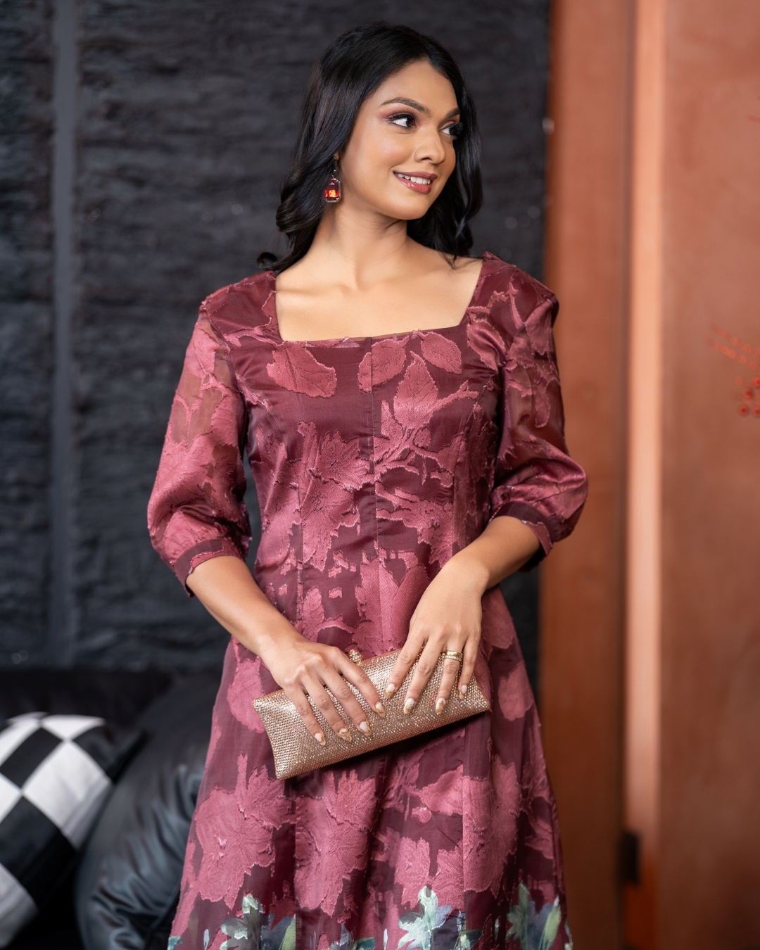 Square Neck Princess Line Maxi Dress - Image 2