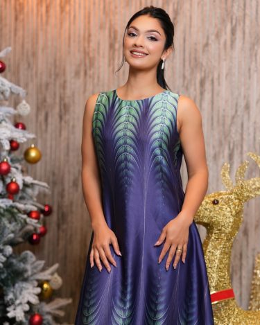 Geometric Abstract Patterned Sleeveless Maxi Dress