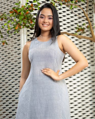 Striped Sleeveless Racerback Detailed Maxi Dress