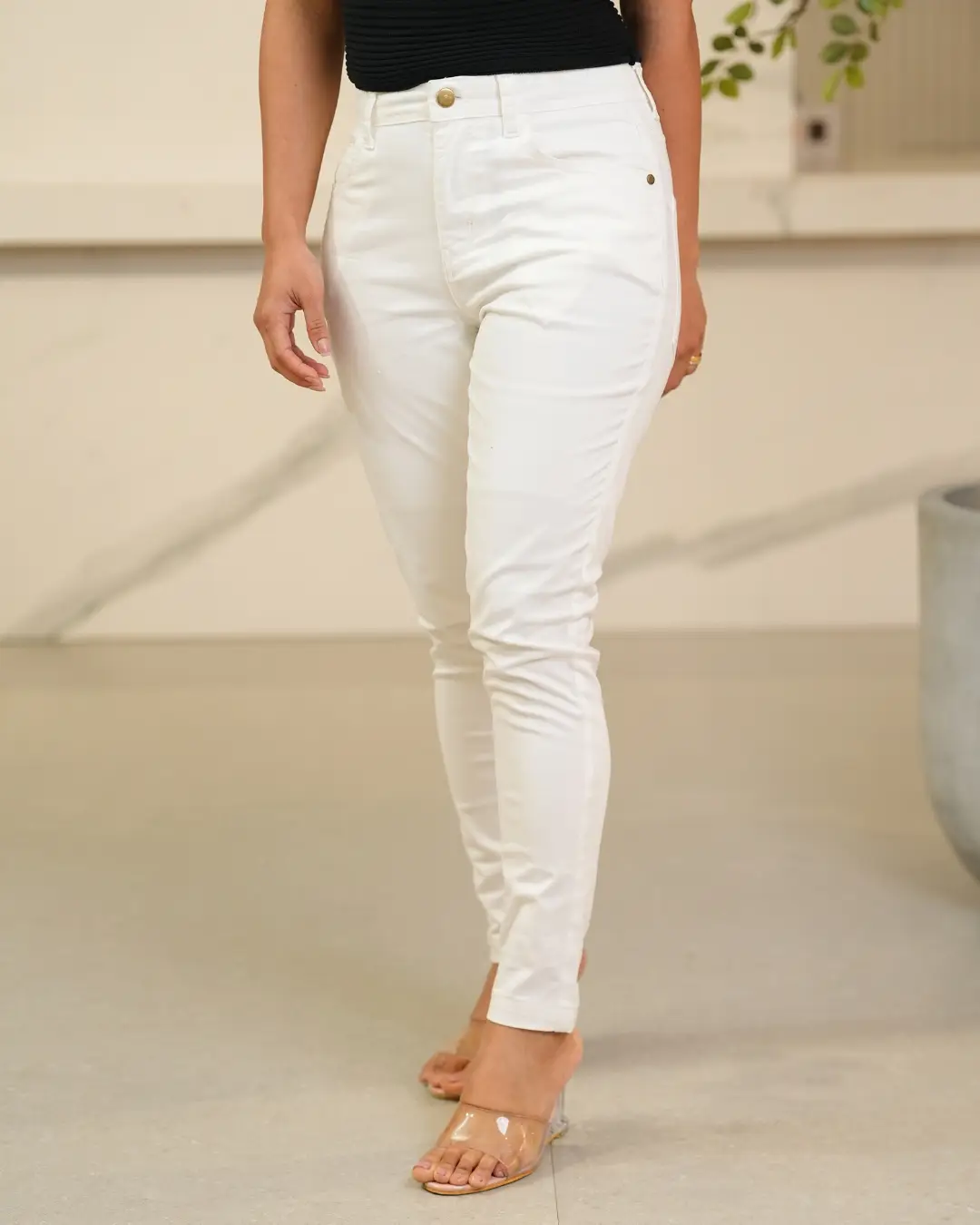 Mid Waist Pencil Cut Pants