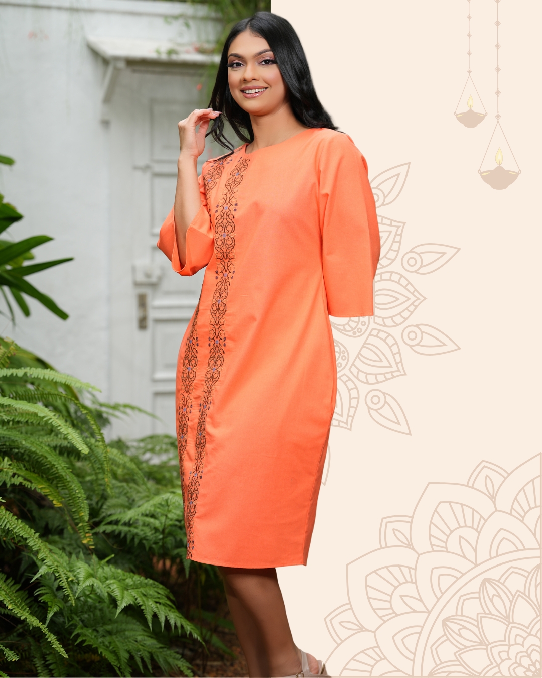 Bell Sleeve Embroidery Short Dress - Image 5