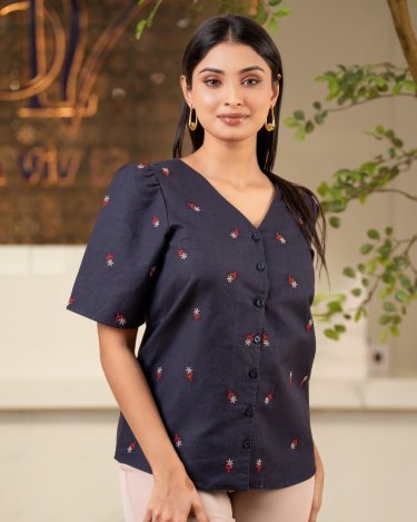 All-Over Floral Embroidered Blouse