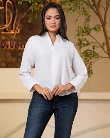 Relaxed Fit Button-Down Shirt Blouse