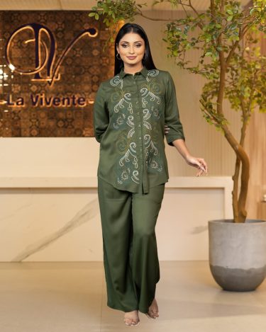 Embroidery Detail Shirt and Pants Set