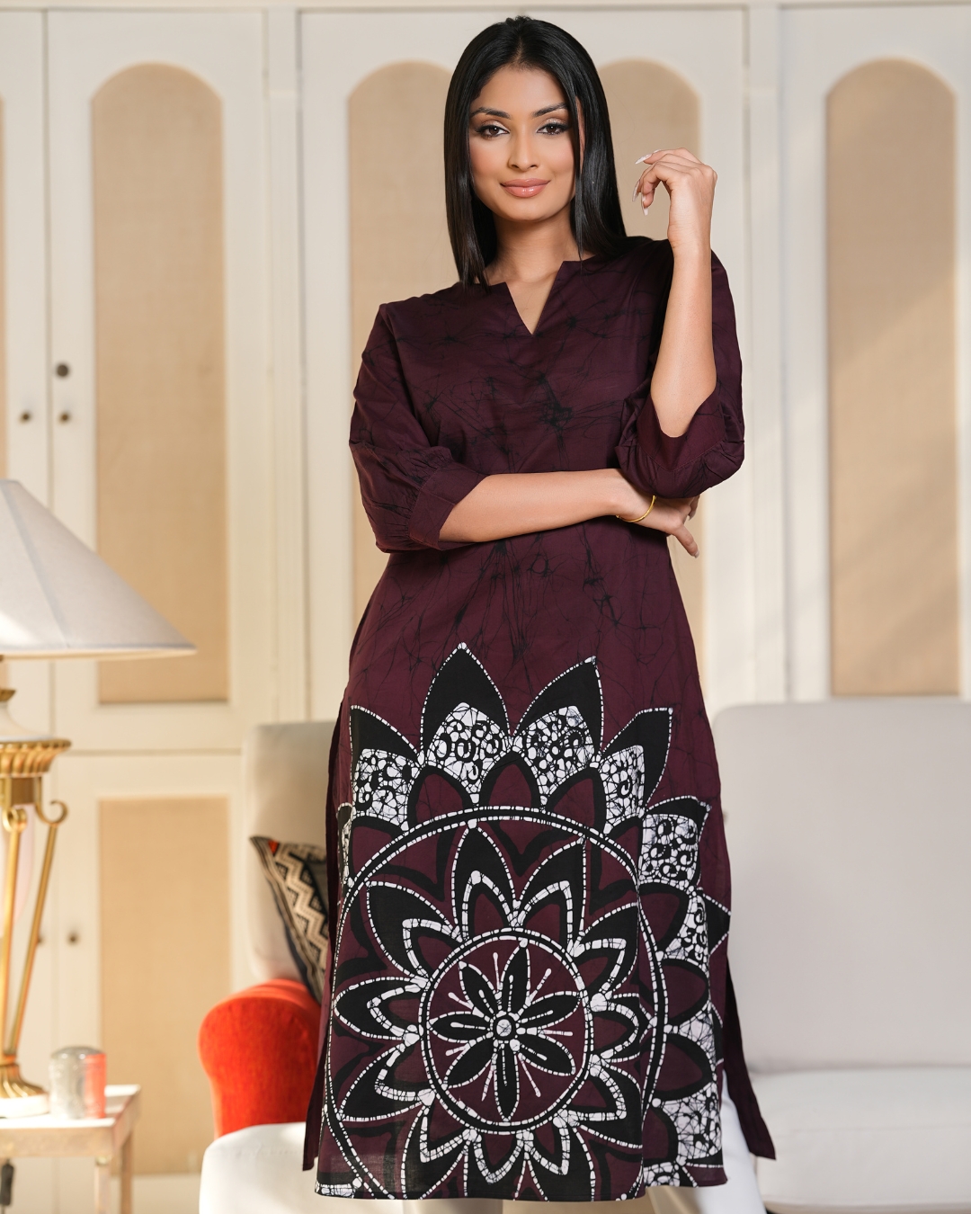 Mandala Patterned Batik Kurta Top