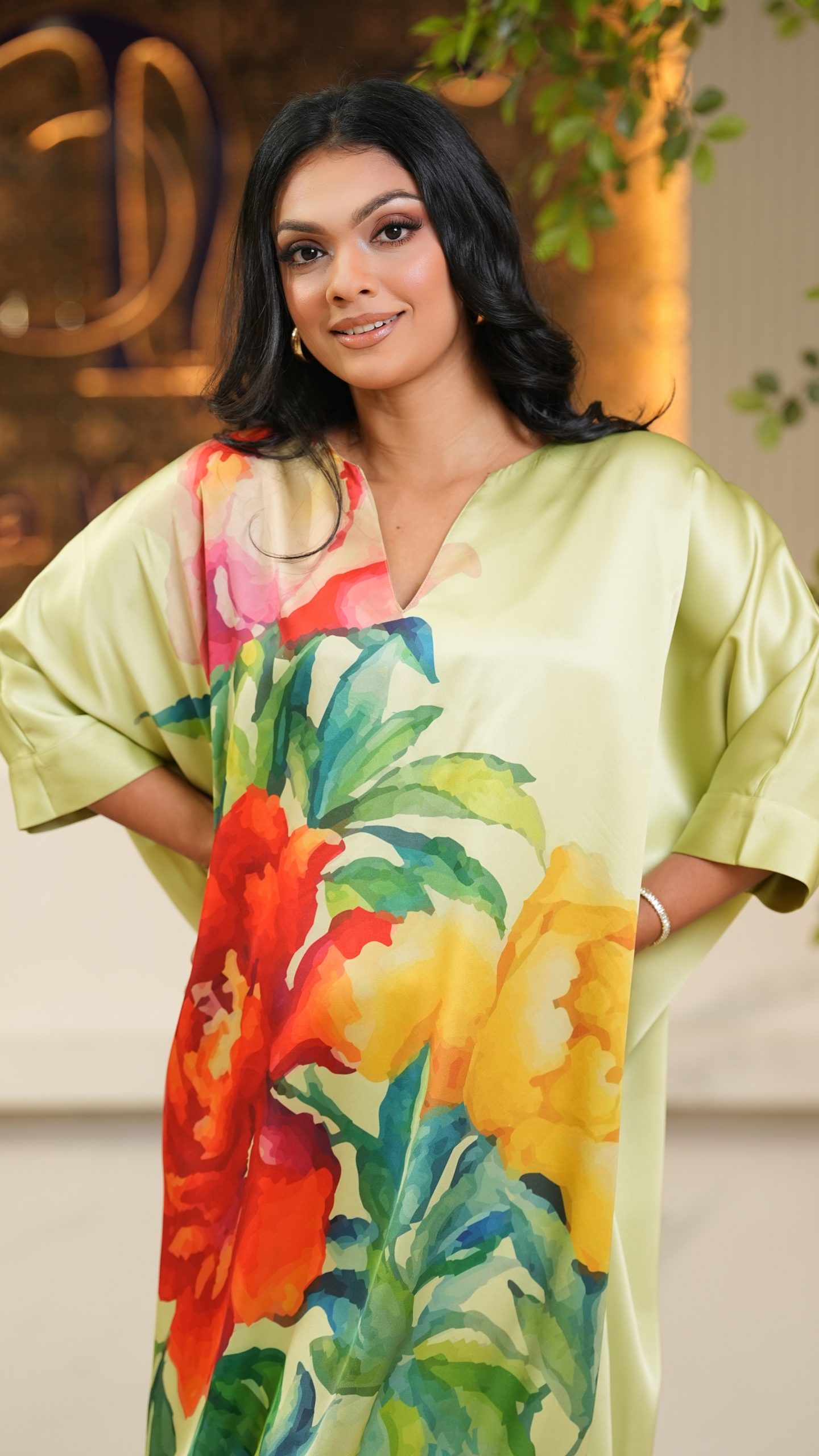 Floral Printed V-Neck Short Balloon Dress - Image 7