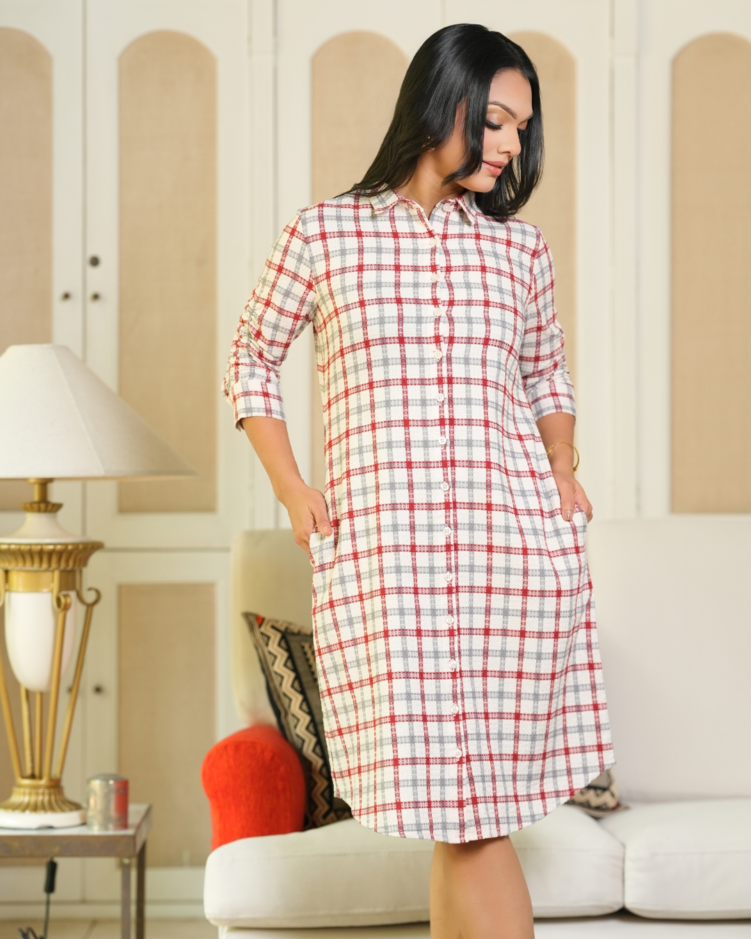 Check Pattern Shirt Dress