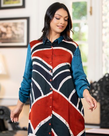 Abstract Patterned Loose Fit Batik Dress