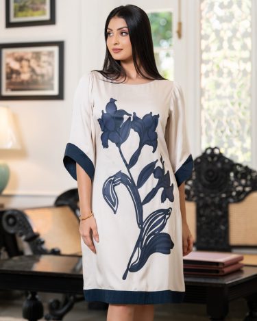 Floral Print Detail Bell Sleeve Short Dress