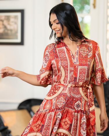 Boho Patterned Tiered Maxi Dress