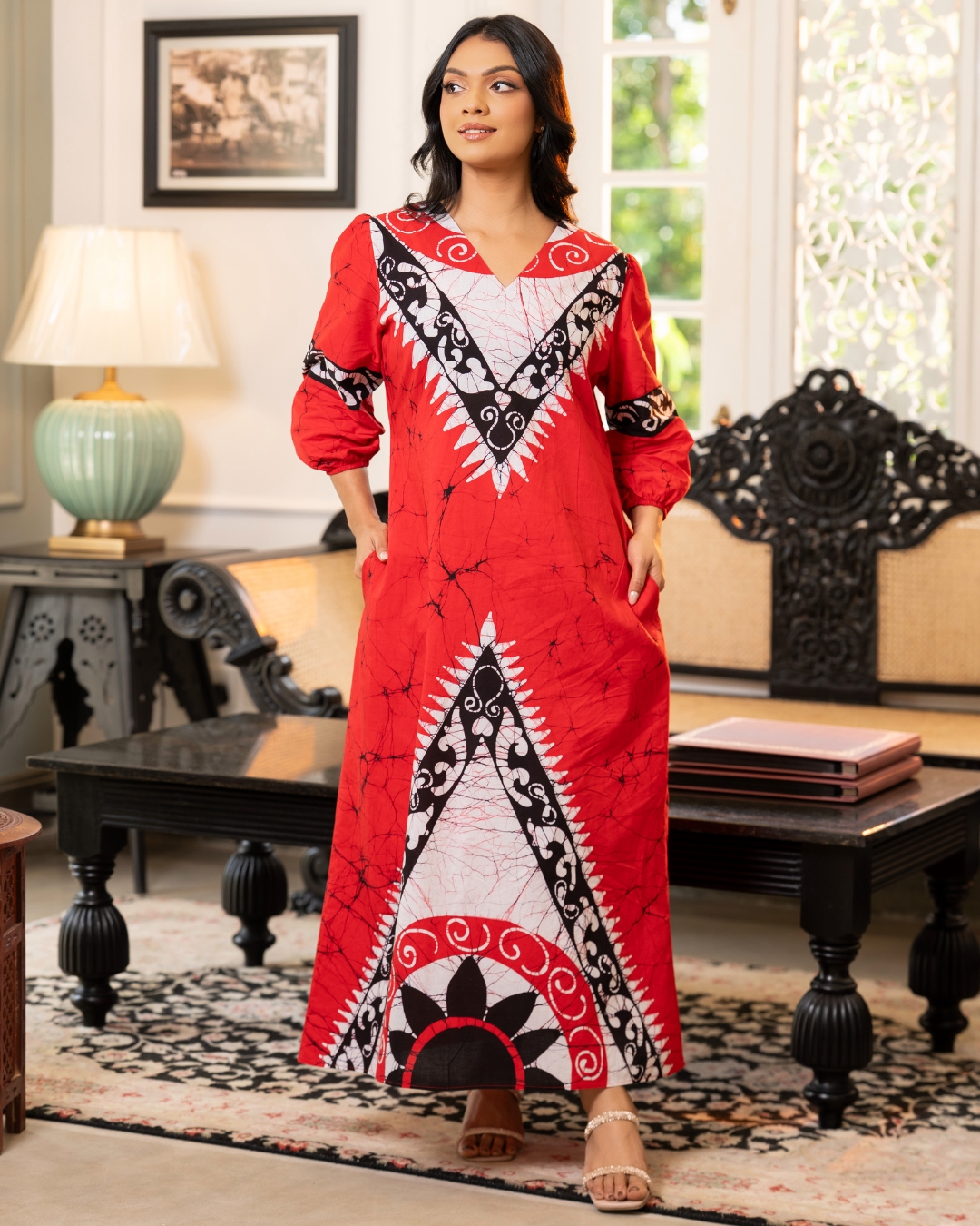 Batik V-Neck Maxi Dress - Image 6