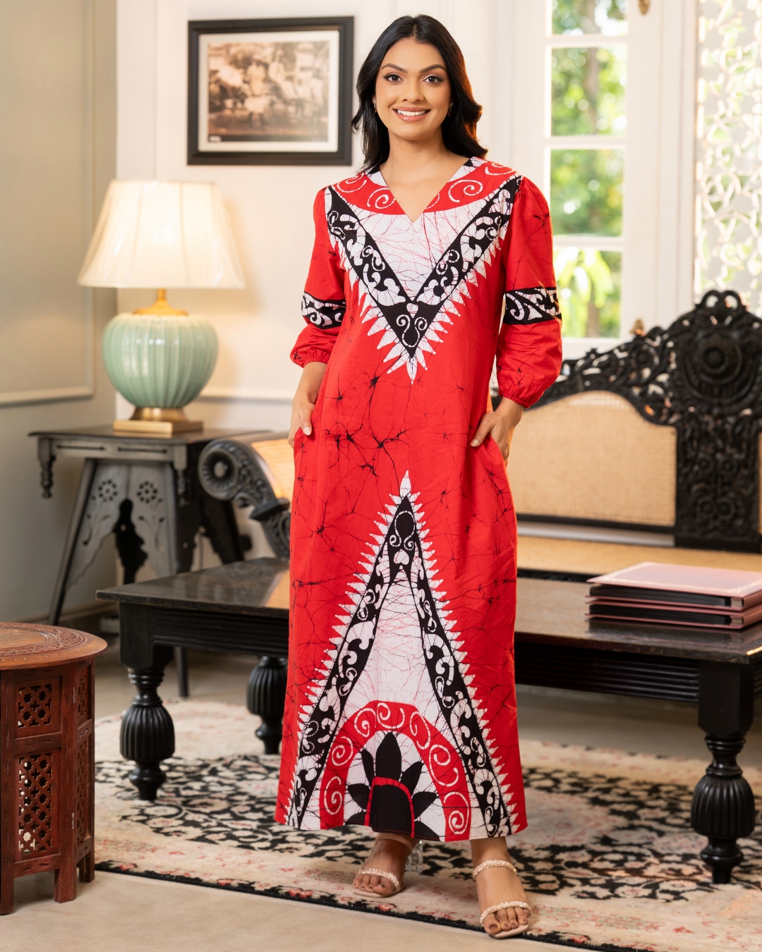 Batik V-Neck Maxi Dress - Image 4