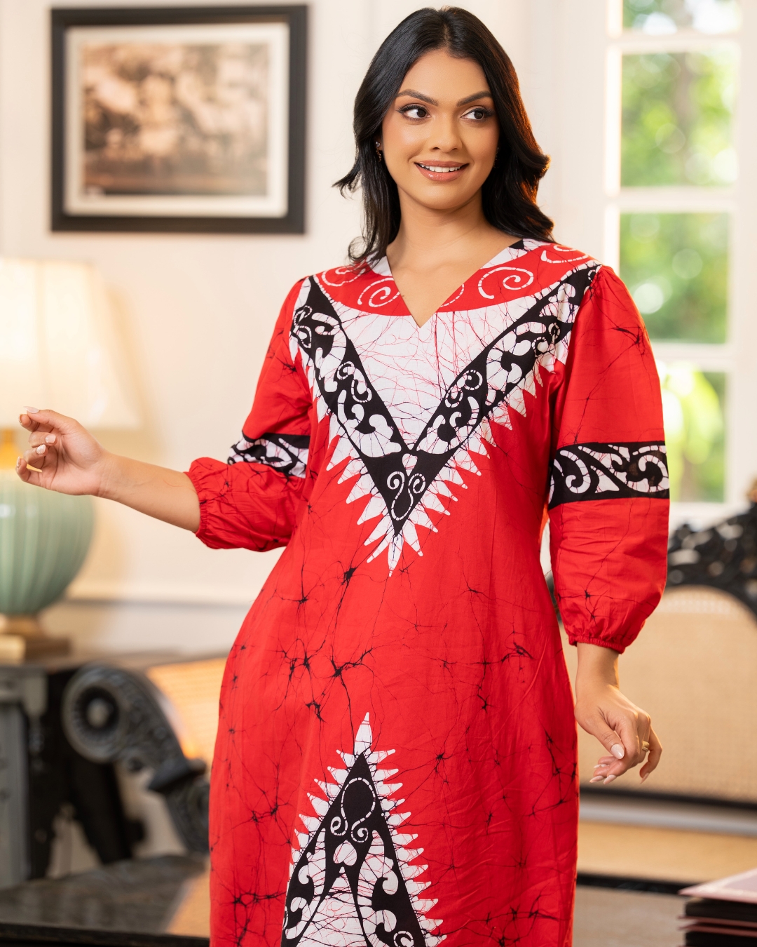 Batik V-Neck Maxi Dress - Image 2