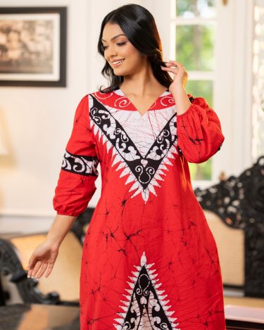 Batik V-Neck Maxi Dress