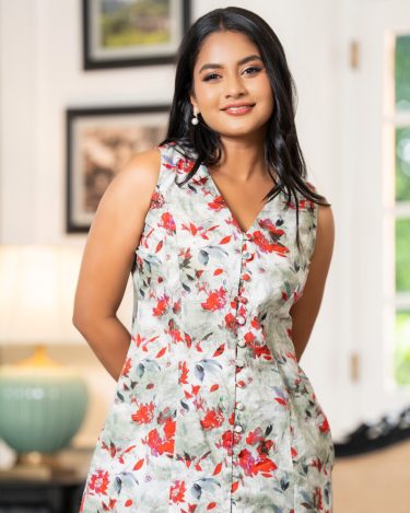 Watercolour Floral Sleeveless Short Dress