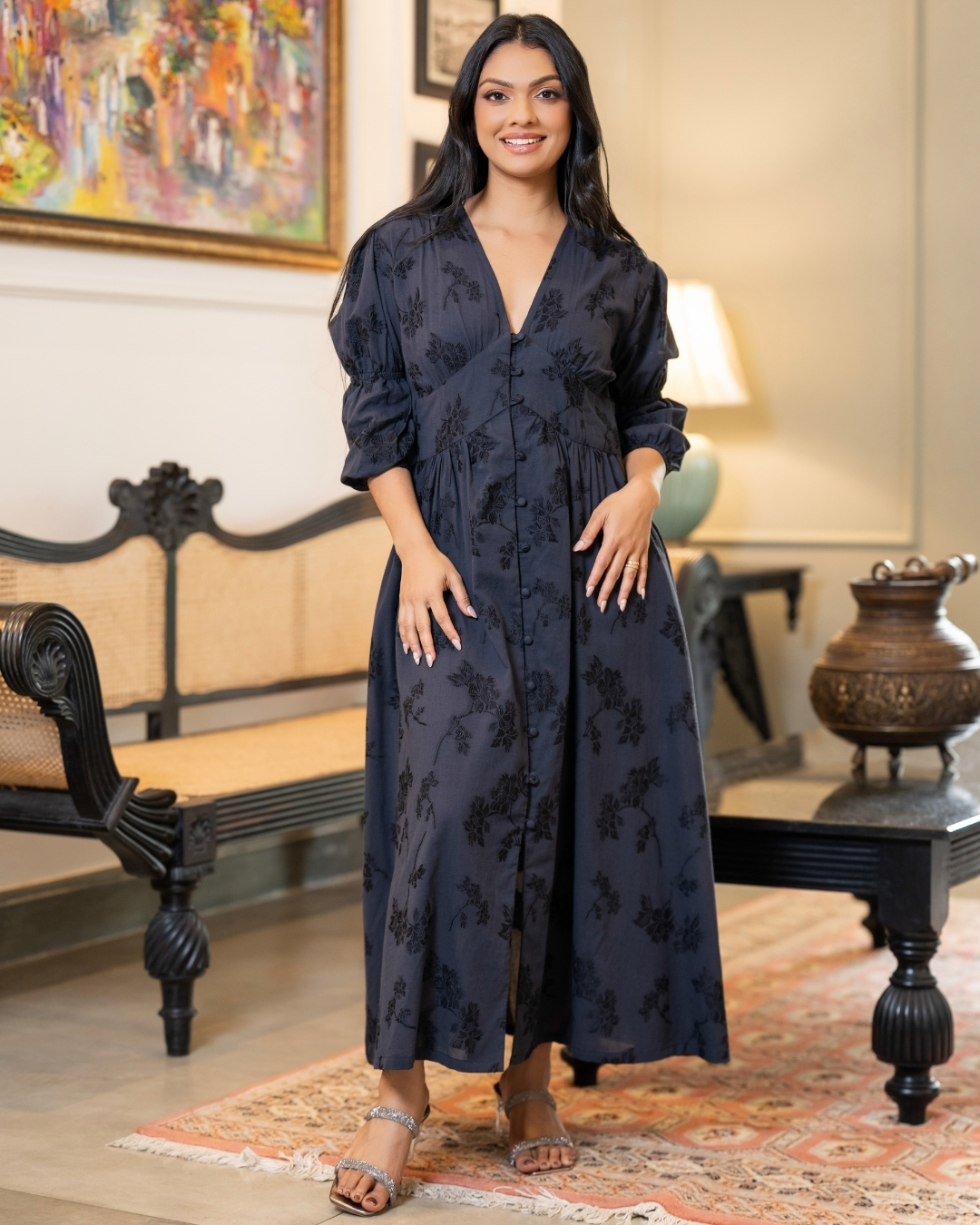 Floral patterned Corset Waist Maxi Dress - Image 3