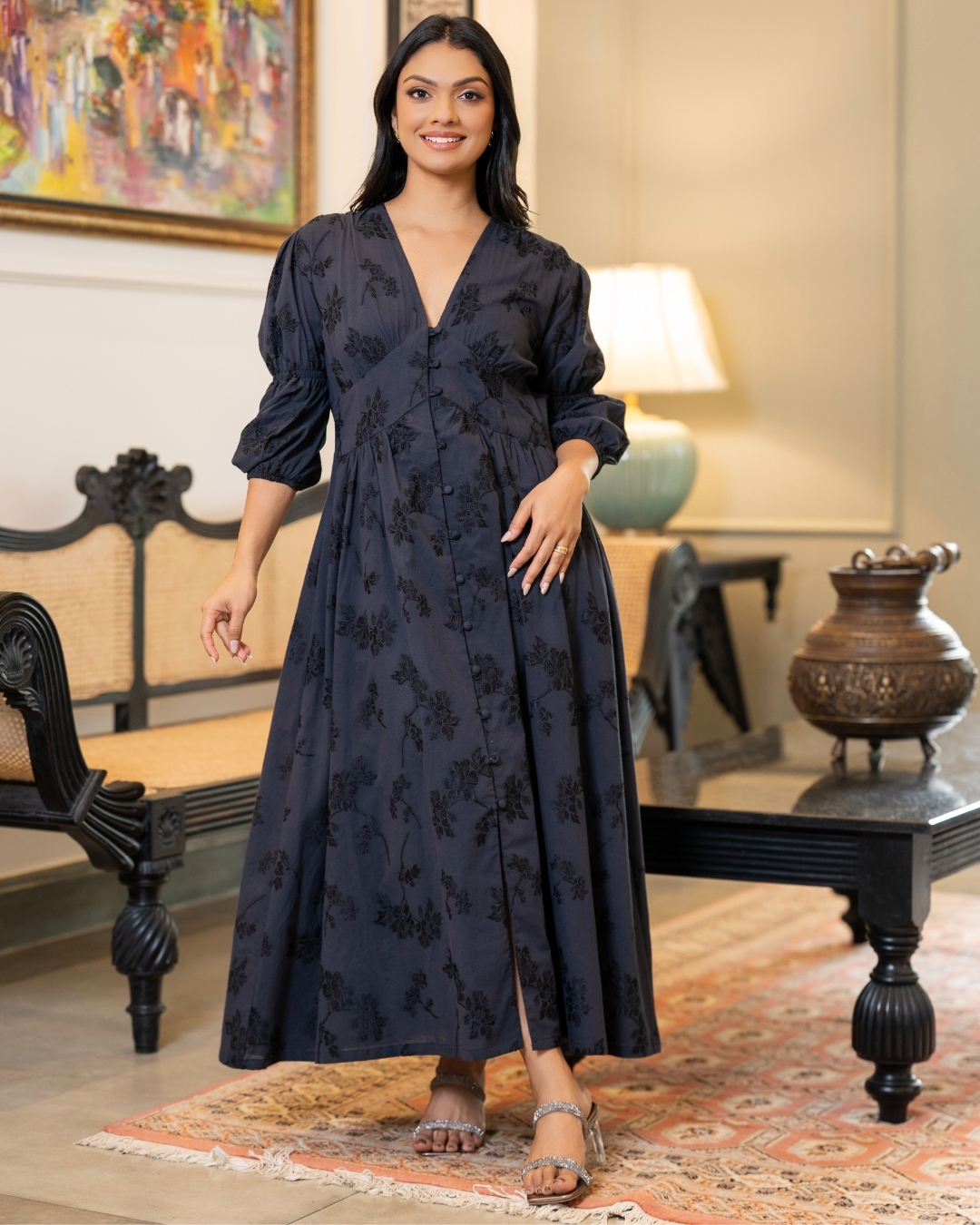 Floral patterned Corset Waist Maxi Dress - Image 4