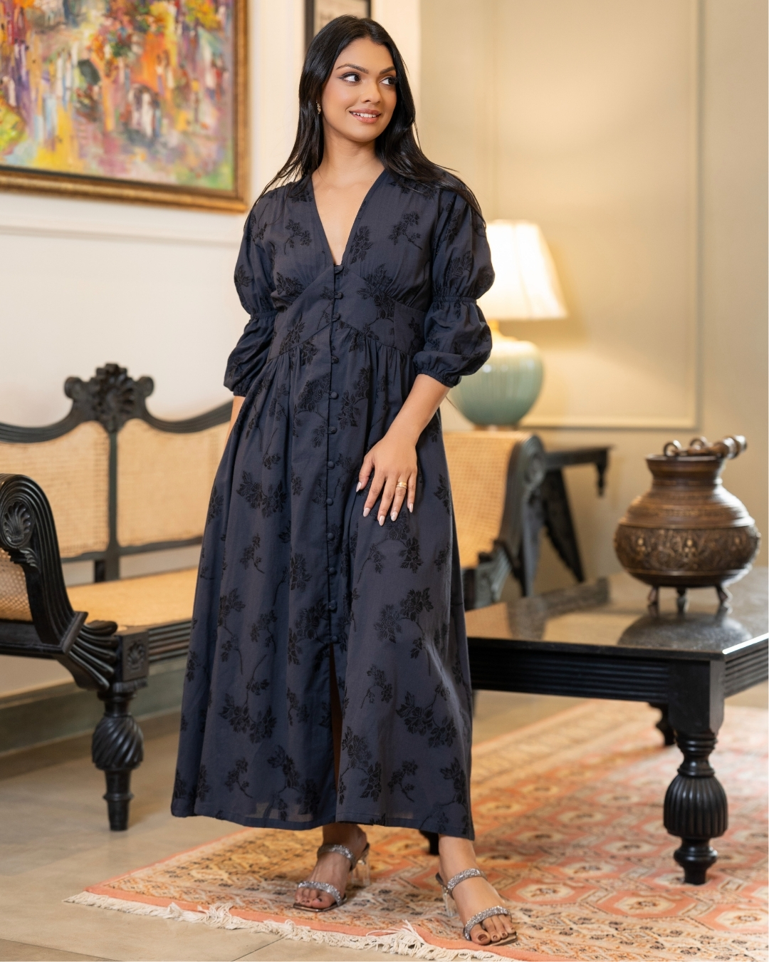 Floral patterned Corset Waist Maxi Dress - Image 5