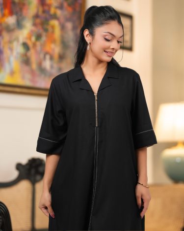 Relaxed Fit Zipper Detail Short Dress