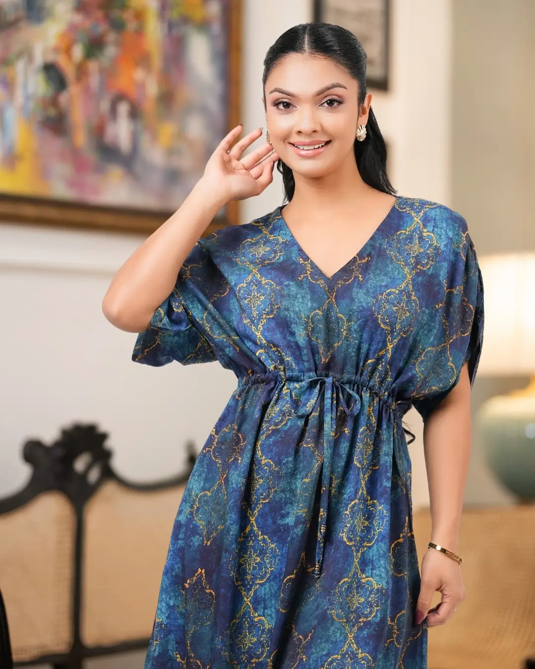 Waist Tie-Up Detail Maxi Dress