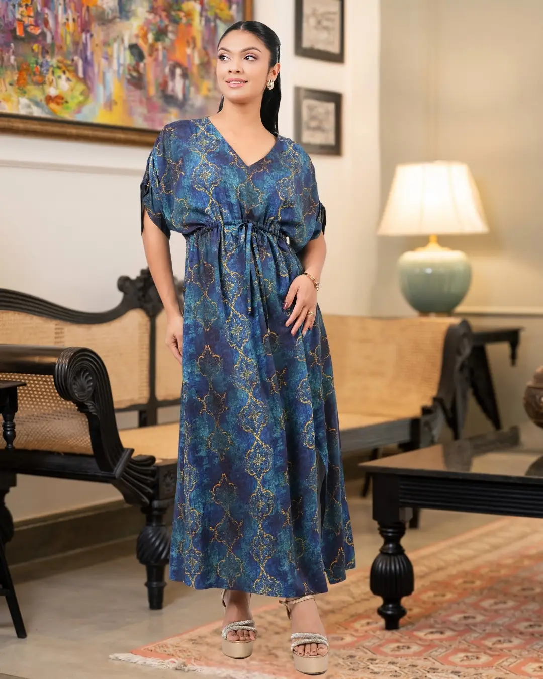 Waist Tie-Up Detail Maxi Dress - Image 4