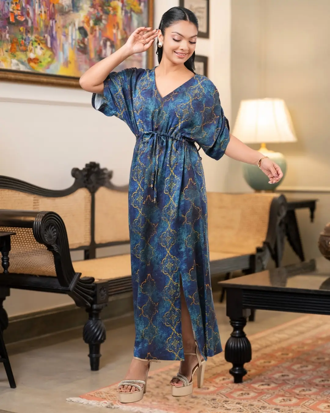 Waist Tie-Up Detail Maxi Dress - Image 3
