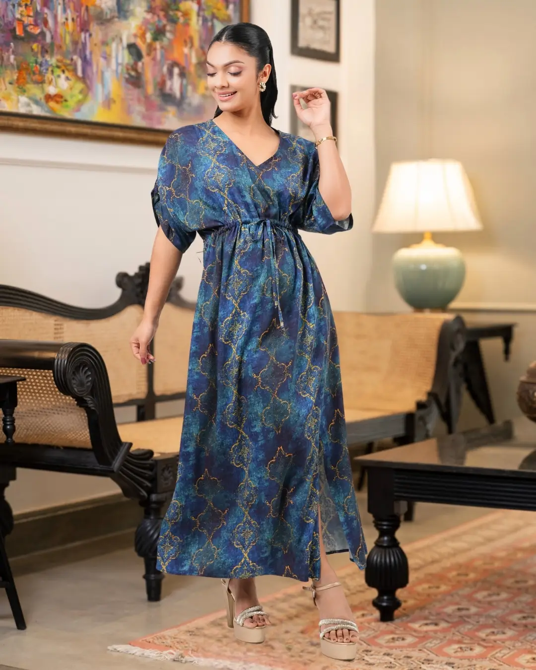Waist Tie-Up Detail Maxi Dress - Image 2