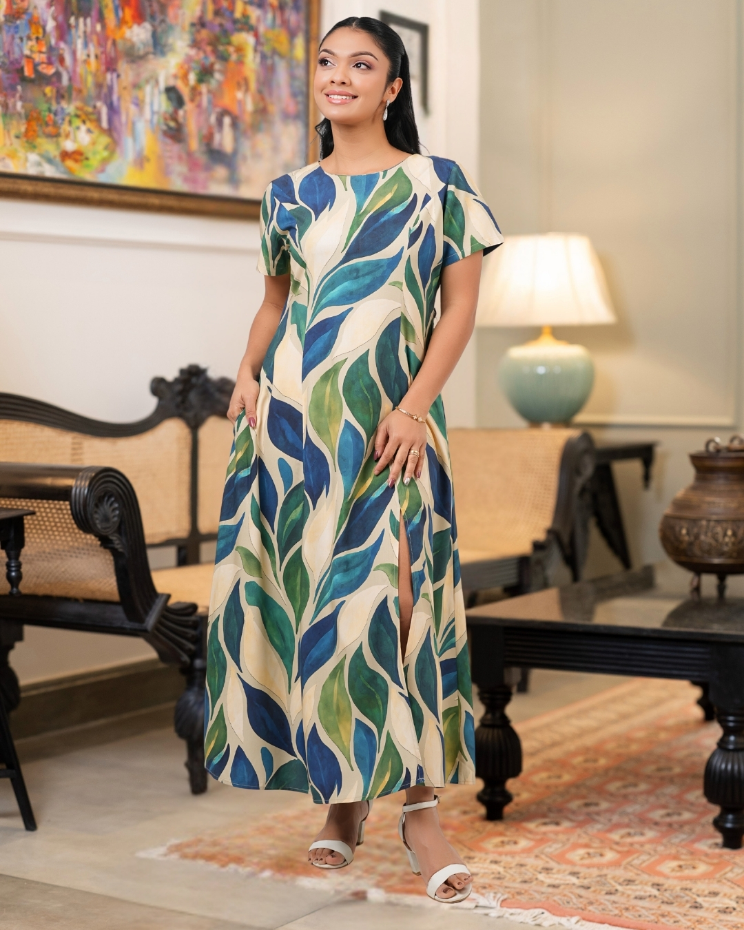 Leaf Printed Maxi Dress - Image 4