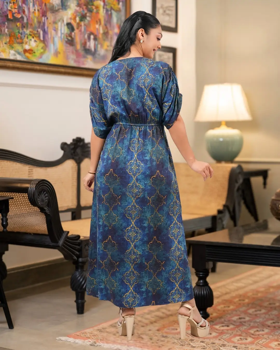 Waist Tie-Up Detail Maxi Dress - Image 5