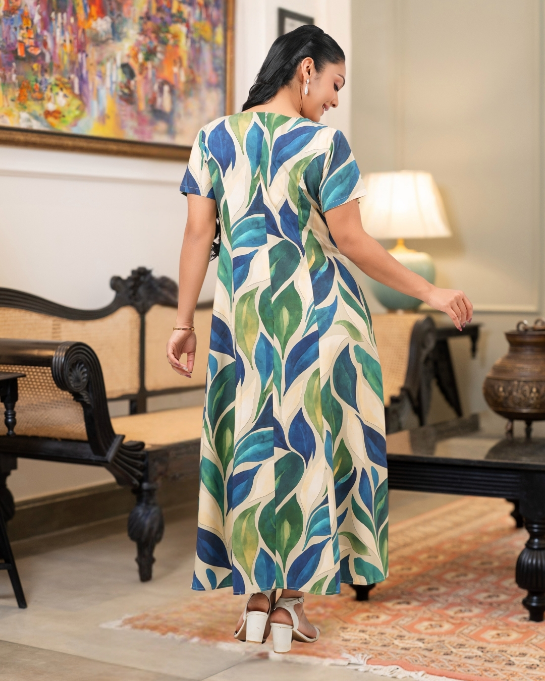 Leaf Printed Maxi Dress - Image 5