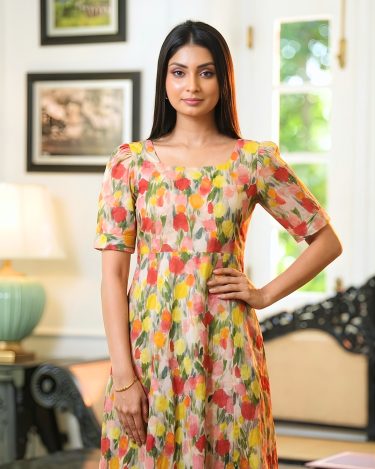 Radiant Floral Printed Maxi Dress