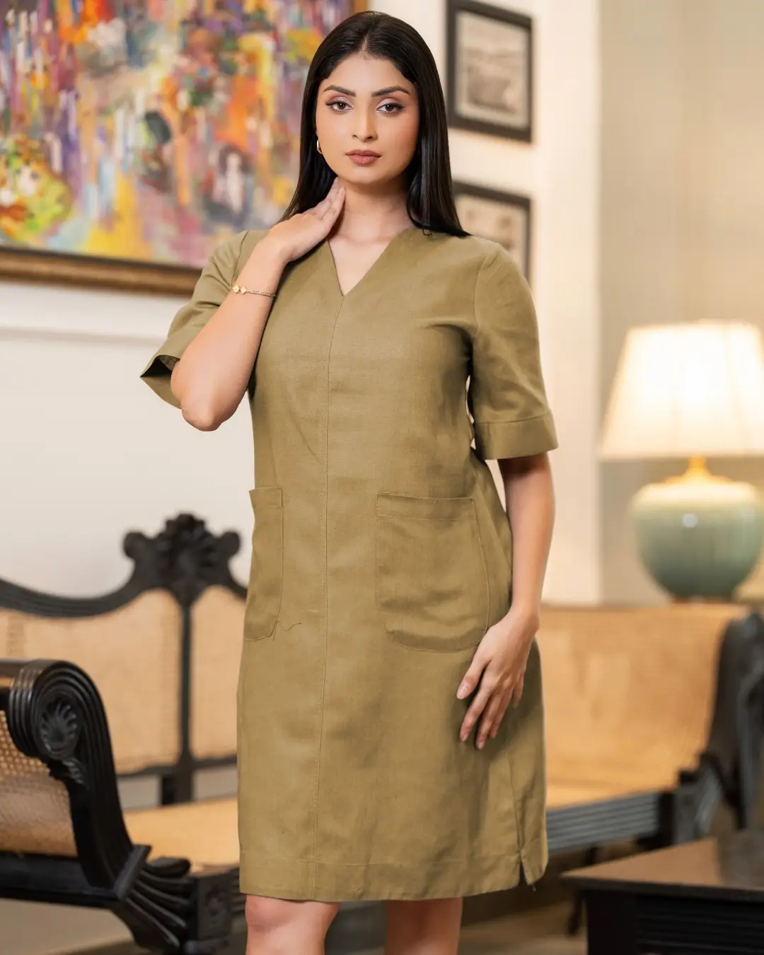 Patch Pocket Detail Short Dress - Image 2