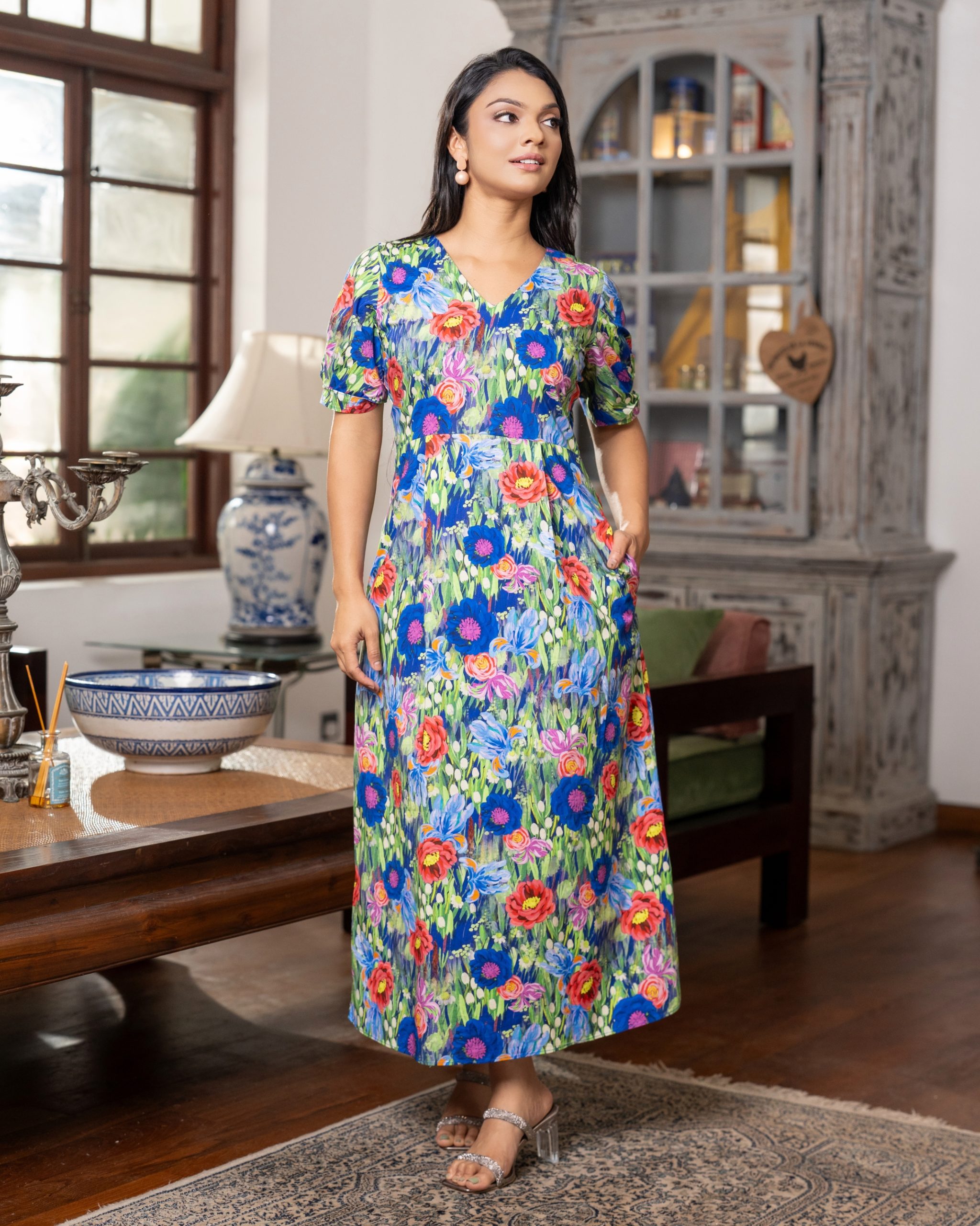 Enchanted Garden Puff Sleeve Maxi Dress - Image 2