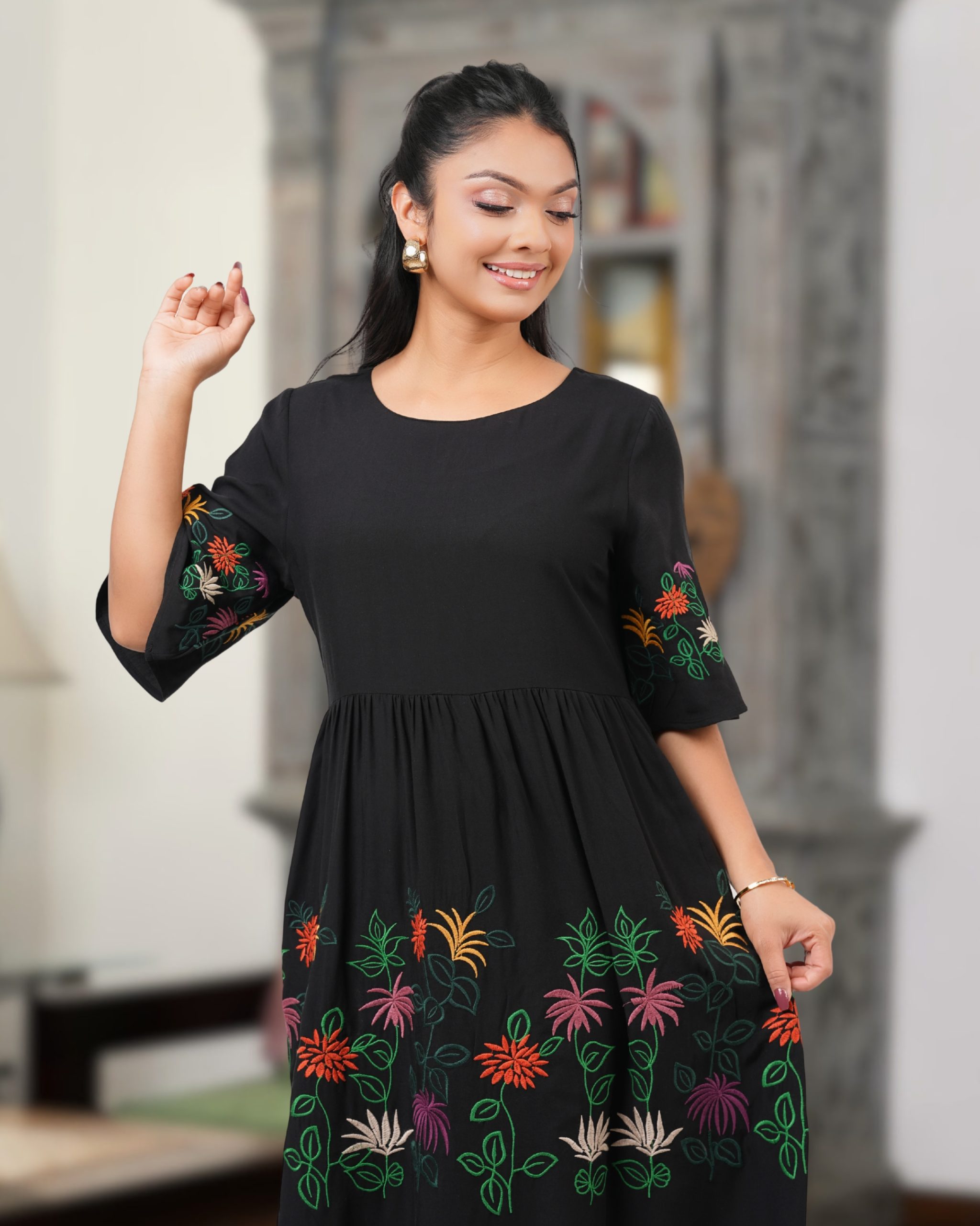 Floral Embroidery Tiered Maxi Dress - Image 6